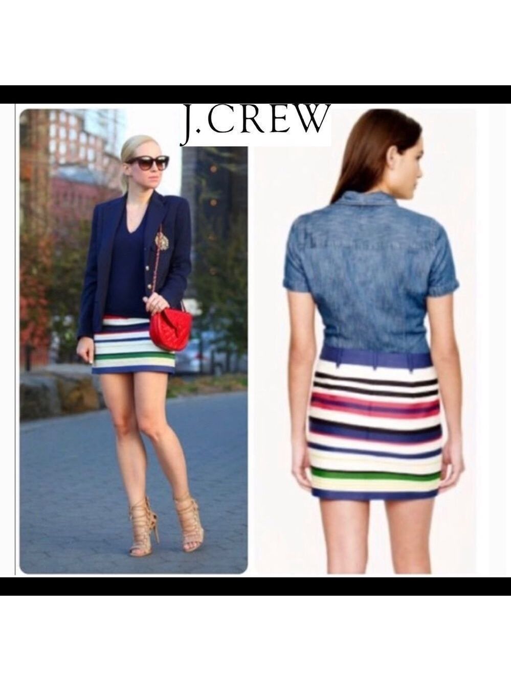 J.CREW Multicoloured Striped mini Skirt Sz 00
